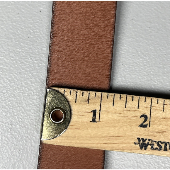 J Crew Oval Buckle Leather Belt Womens M/L Brown Gold Tone Buckle - Picture 7 of 8